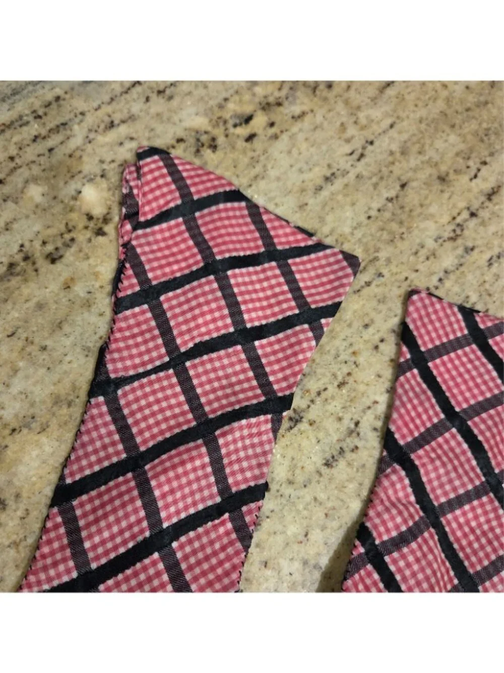Vintage Womens Size L Pink Black Plaid Stretch Gloves Stretch *Hole Pinup